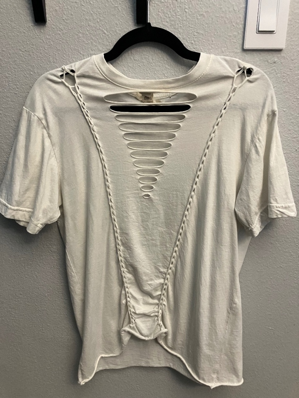 T shirt cut and braided.